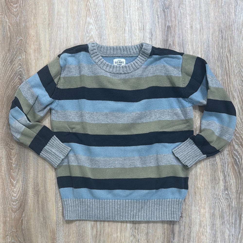 Old Navy Blue and Gray Striped Sweater